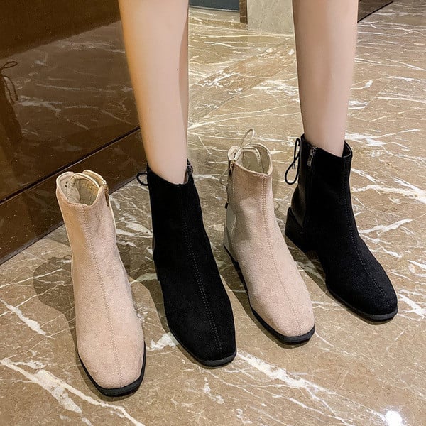 Kahes värvitoonis ökoseemisnahast stiilsed paeltega naiste saapad