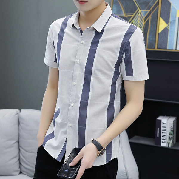 Új modell férfi ing rövid ujjal és klasszikus gallérral