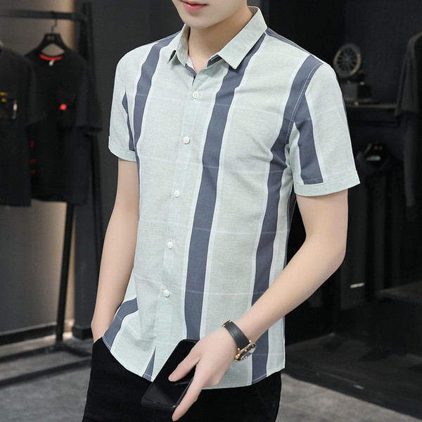 Új modell férfi ing rövid ujjal és klasszikus gallérral