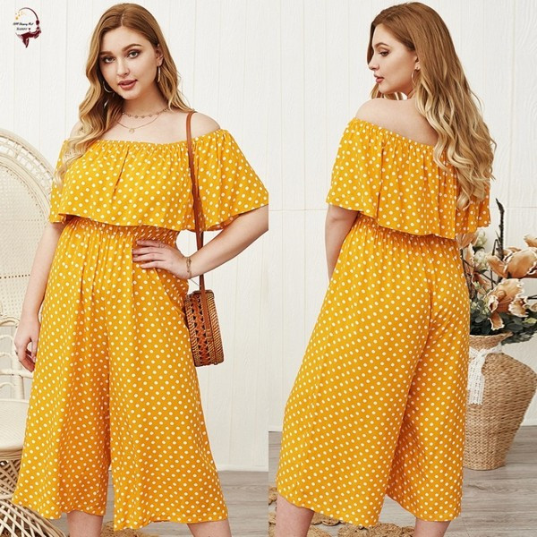 Stilīgs sieviešu kombinezons ar nolaistām piedurknēm dzeltenā krāsā