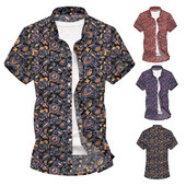 Mustri ja lühikeste varrukatega meeste vabaaja särk