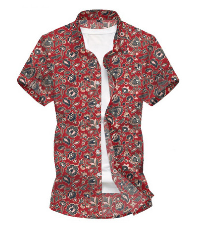 Mustri ja lühikeste varrukatega meeste vabaaja särk