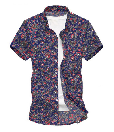 Mustri ja lühikeste varrukatega meeste vabaaja särk