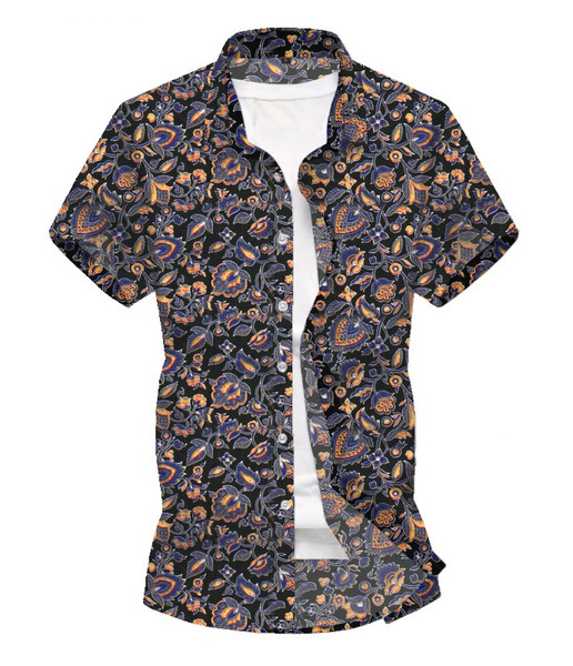 Mustri ja lühikeste varrukatega meeste vabaaja särk