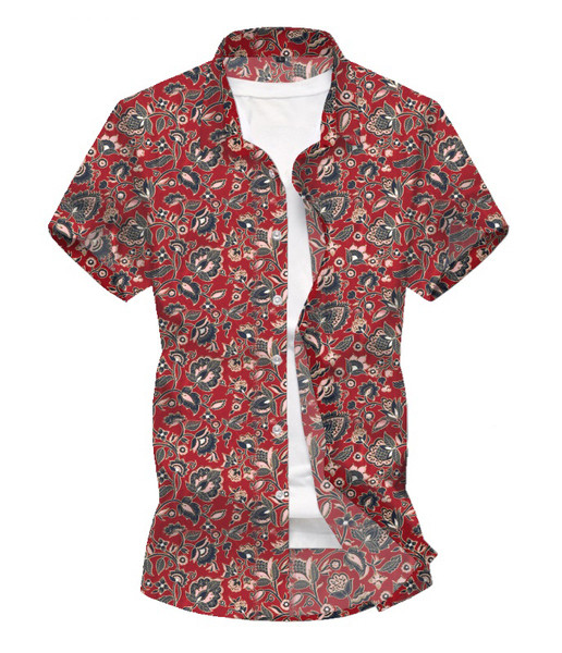 Mustri ja lühikeste varrukatega meeste vabaaja särk