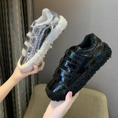 Γυναικεία casual χειμερινά αθλητικά παπούτσια με επίπεδη σόλα και λουράκια βελκρό