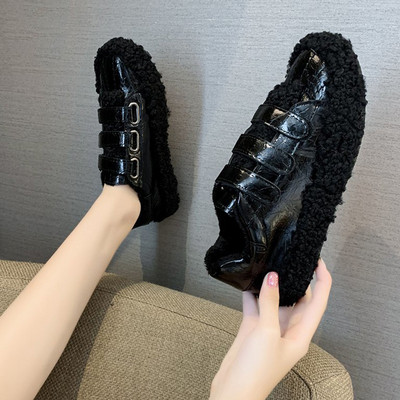 Γυναικεία casual χειμερινά αθλητικά παπούτσια με επίπεδη σόλα και λουράκια βελκρό