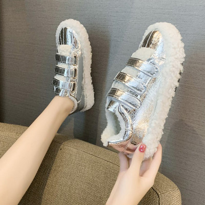 Γυναικεία casual χειμερινά αθλητικά παπούτσια με επίπεδη σόλα και λουράκια βελκρό