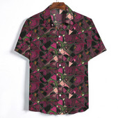 Μοντέρνο ανδρικό πουκάμισο φαρδύ μοντέλο με κοντά μανίκια και κλασικό κολάρο