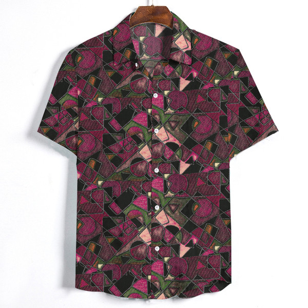 Μοντέρνο ανδρικό πουκάμισο φαρδύ μοντέλο με κοντά μανίκια και κλασικό κολάρο