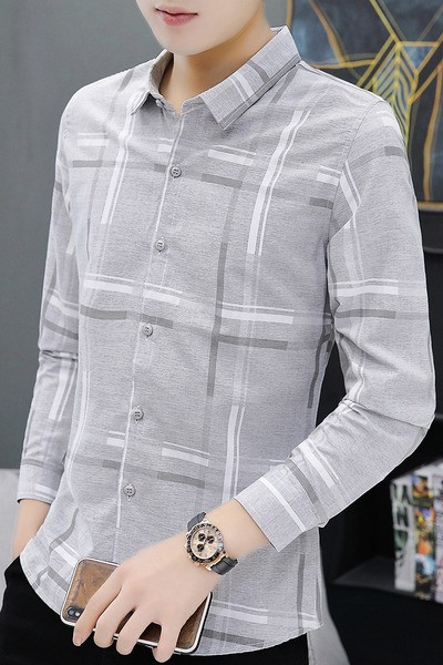 Uue mudeli klassikalise krae ja nööpidega meeste särk