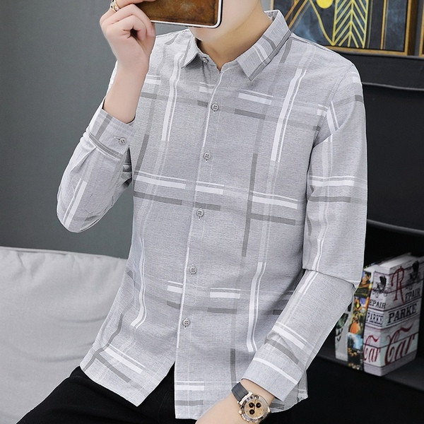 Uue mudeli klassikalise krae ja nööpidega meeste särk