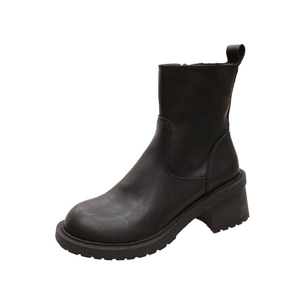 Kahes värvitoonis lameda tallaga naiste nahast saapad