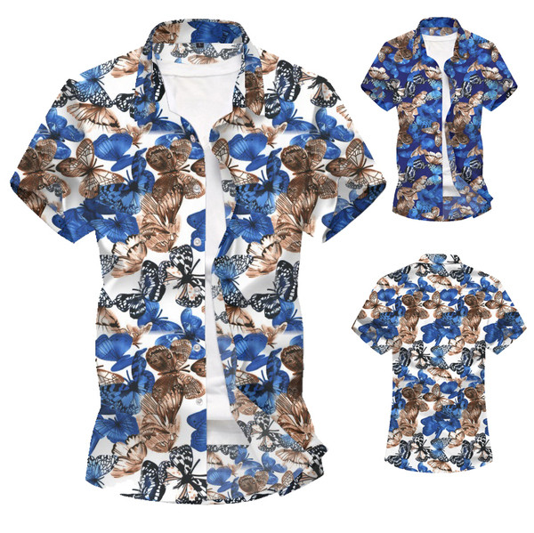 Meeste vabaaja särk lühikeste varrukate ja klassikalise kraega