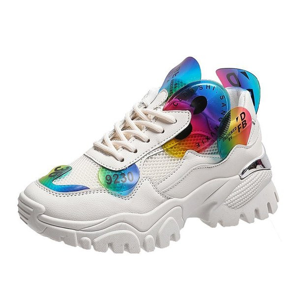 Πολύχρωμα γυναικεία αθλητικά παπούτσια με τρισδιάστατο στοιχείο