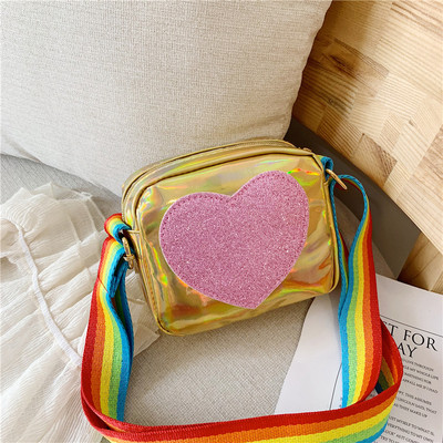 Μοντέρνα παιδική τσάντα με πολύχρωμη μακριά λαβή