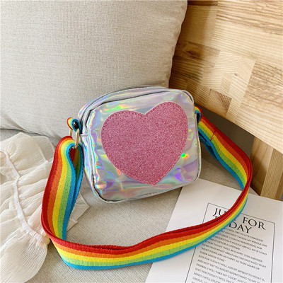 Μοντέρνα παιδική τσάντα με πολύχρωμη μακριά λαβή