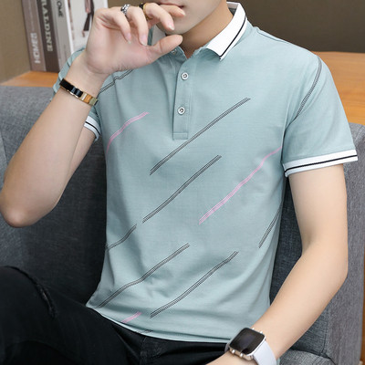 Ikdienas vīriešu T-krekls ar klasisku apkakli un īsām piedurknēm