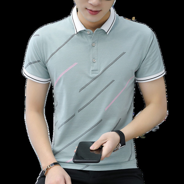 Ikdienas vīriešu T-krekls ar klasisku apkakli un īsām piedurknēm