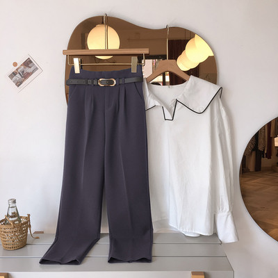 Γυναικείο παντελόνι με υψηλή μέση και ζώνη σε τρία χρώματα