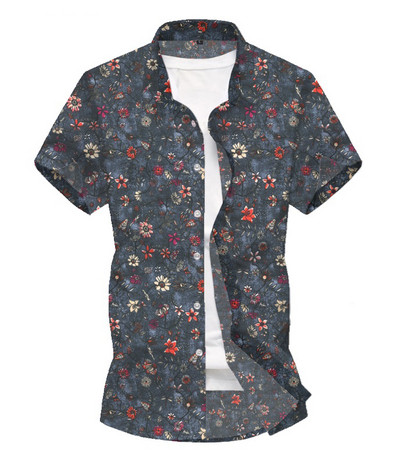 Lillemustri ja lühikeste varrukatega meeste vabaaja särk