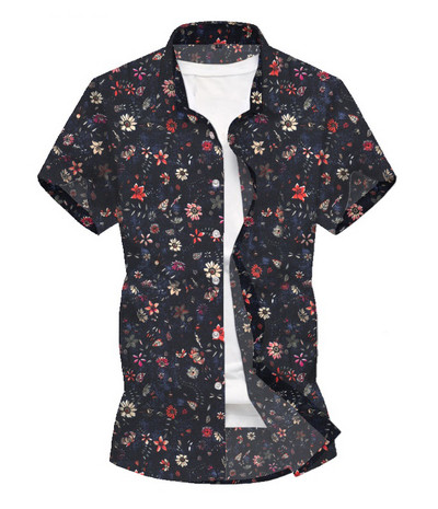 Lillemustri ja lühikeste varrukatega meeste vabaaja särk