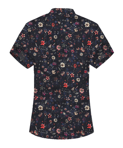 Lillemustri ja lühikeste varrukatega meeste vabaaja särk