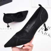 Νέο μοντέλο γυναικεία παπούτσια με τακούνια - μυτερό μοντέλο σε μαύρο χρώμα