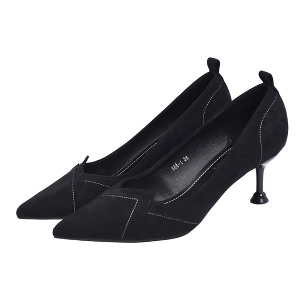 Νέο μοντέλο γυναικεία παπούτσια με τακούνια - μυτερό μοντέλο σε μαύρο χρώμα