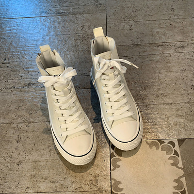 Vászon női tornacipő lapos talppal és cipzárral