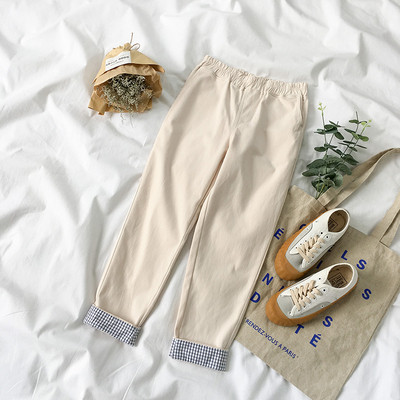 Casual γυναικείο παντελόνι σε ανοιχτό χρώμα με υψηλή ελαστική μέση