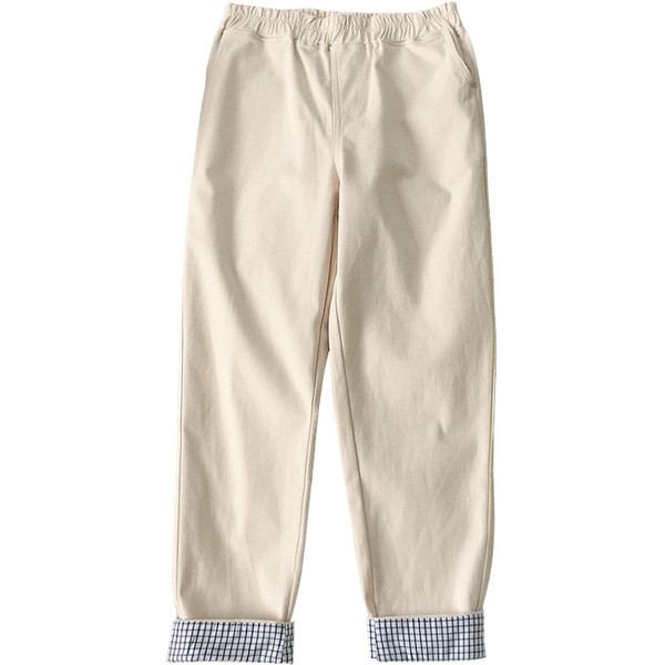 Casual γυναικείο παντελόνι σε ανοιχτό χρώμα με υψηλή ελαστική μέση