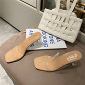 Κομψά γυναικεία παπούτσια με ψηλό διαφανή τακούνι με σιλικόνη