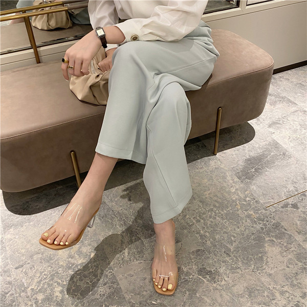 Κομψά γυναικεία παπούτσια με ψηλό διαφανή τακούνι με σιλικόνη