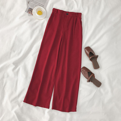 Sima női nadrág széles modell, magas derékkal