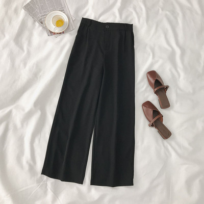 Sima női nadrág széles modell, magas derékkal
