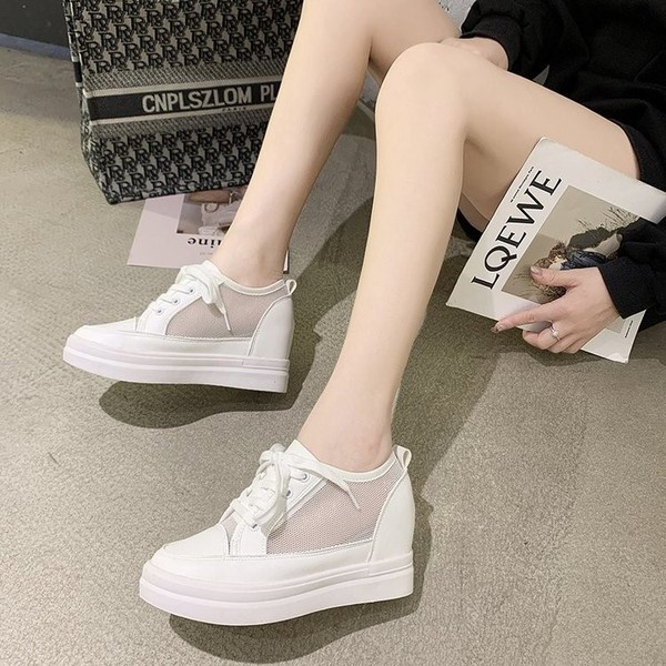 Γυναικεία αθλητικά παπούτσια με velcro και ψηλή σόλα