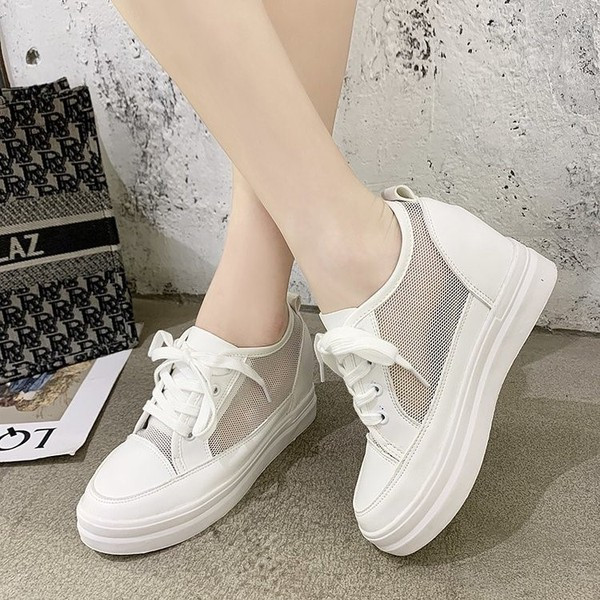 Γυναικεία αθλητικά παπούτσια με velcro και ψηλή σόλα