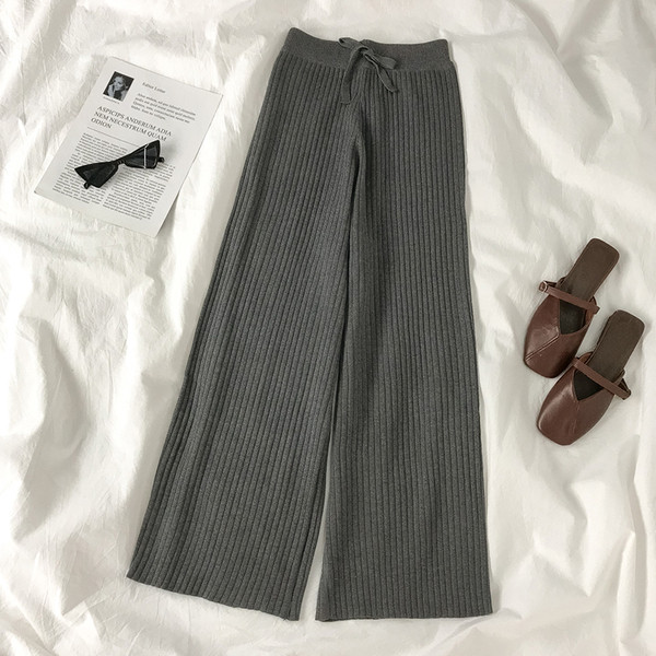 Őszi női nadrág széles modell derékkötővel