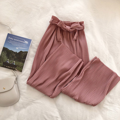 Alkalmi női redős nadrág magas derékkal