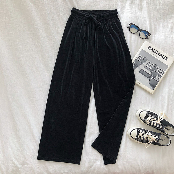 Széles női nadrág elasztikus - magas derékkal