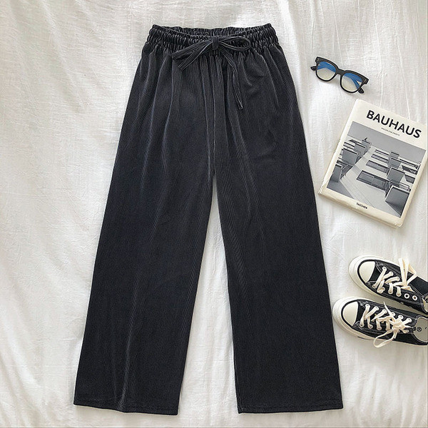 Széles női nadrág elasztikus - magas derékkal