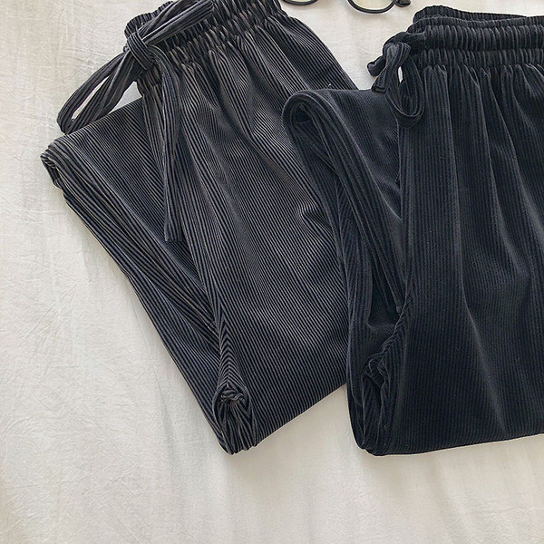 Széles női nadrág elasztikus - magas derékkal