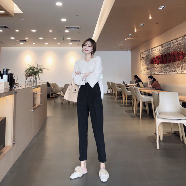 Aktuális női nadrág magas derékkal és 9/10 hosszban