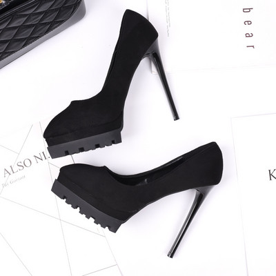 Γυναικεία casual παπούτσια από οικολογικό σουέτ με ψηλά τακούνια σε τρία χρώματα