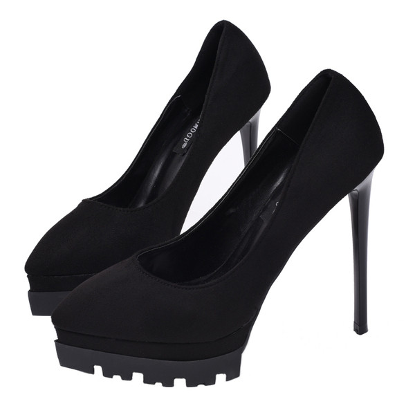 Γυναικεία casual παπούτσια από οικολογικό σουέτ με ψηλά τακούνια σε τρία χρώματα