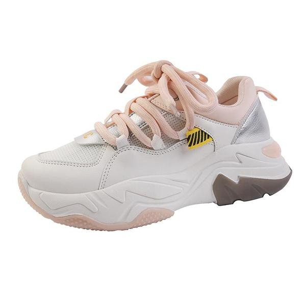Casual γυναικεία αθλητικά παπούτσια - με κορδόνια και τραχιά σόλα
