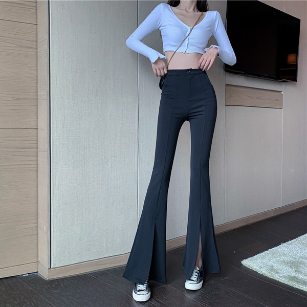 Mustad naiste lõhikutega Charlestoni püksid