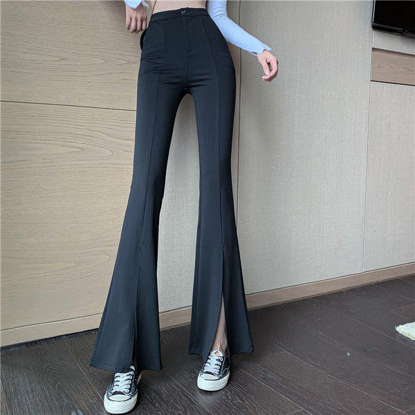 Mustad naiste lõhikutega Charlestoni püksid