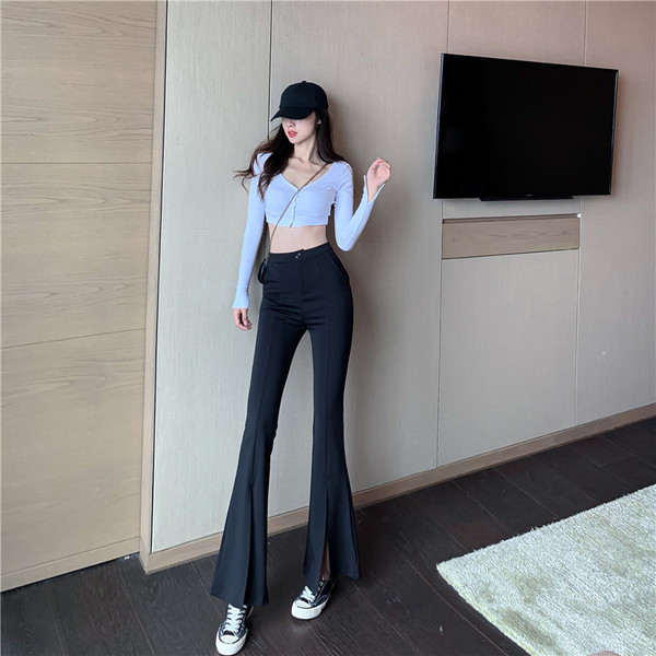 Mustad naiste lõhikutega Charlestoni püksid